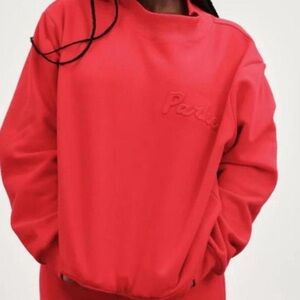 Parke Valentines Day Red Embossed Mockneck Sweatshirt Sz L/XL